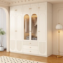 衣柜家用卧室现代简约实木衣柜新款2023爆款奶油风小户型收纳柜子