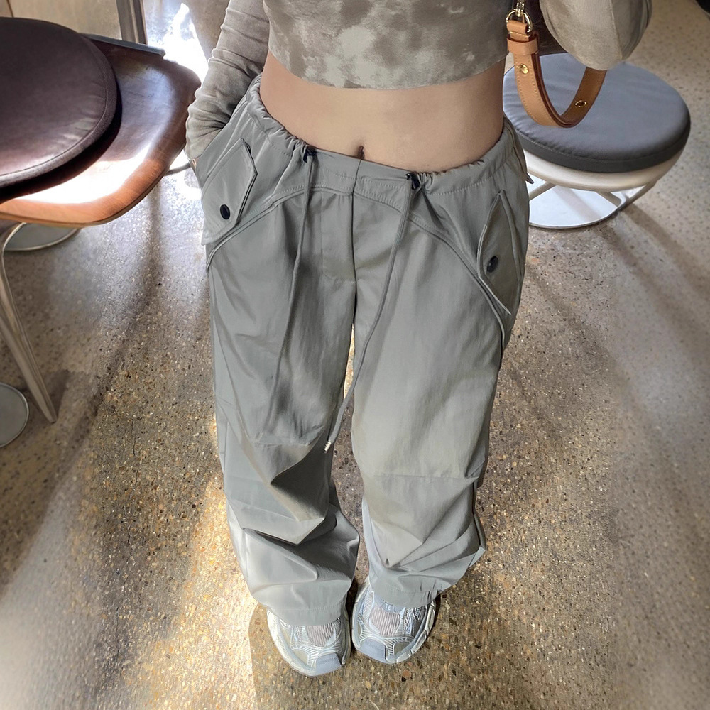 American Retro Cargo Pants for Women, Spring and Autumn 2025 New Wide-Leg Pants, Summer Thin Loose Casual Straight Pants Trendy