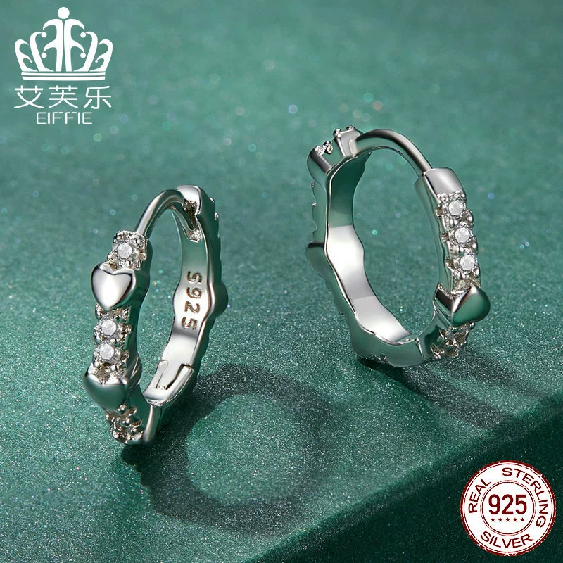 Genuine platinum утончённые серьги с цирконием в форме сердца, 925 пробы серебро, простой и элегантный дизайн