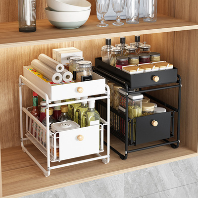 Cross border Removable kitchen water tank Shelf mesa double-deck Pull out Telescoping Condiment bottles Storage Arrangement Shelving