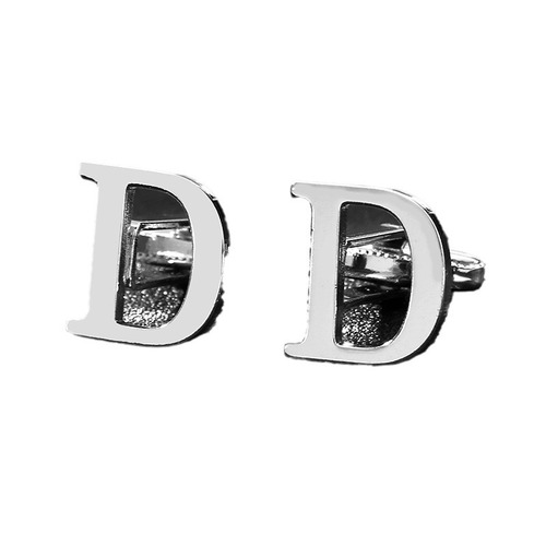 Cross-border special supply of silver 26 English letters glossy men's cufflinks manufacturer wholesale personalized French shirt cufflinks