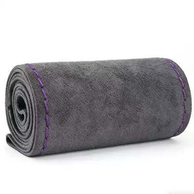 Cover Non-Slip and Wear-Resistant Cowhide, Steering wheel cover - carbon-black-purple-line-38cm