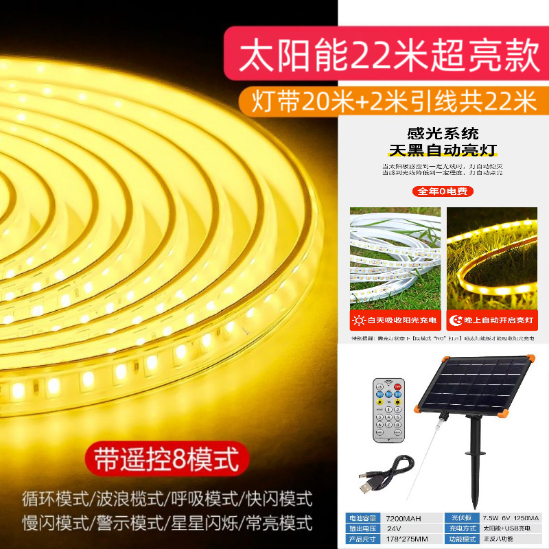 跨境电商新款太阳能灯带庭院别墅花园LED氛围照明灯户外防水灯条|undefined