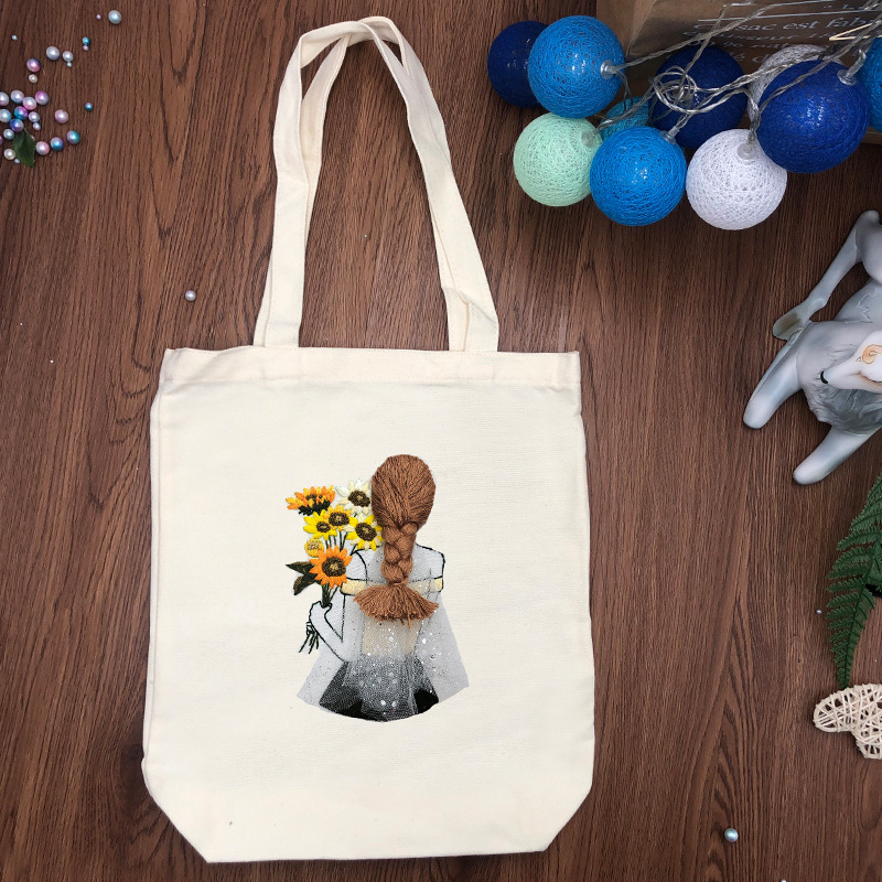Original-bordado bolsa de lona DIY material bolsa estudiante bolsa de tela hombro hecho a mano principiante material bolsa kit Su bordado