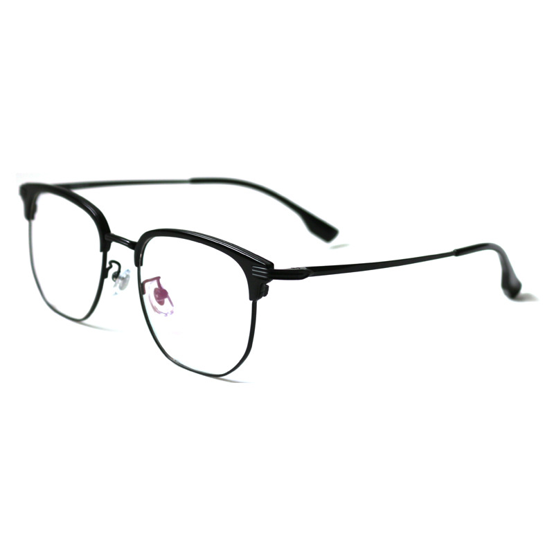 Minimalistiska retro halvramglasögon i titan för män_voghion.com