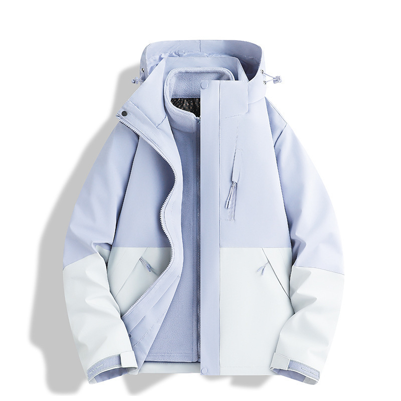 2025新款男石墨烯内胆冲锋衣三合一可拆卸保暖加绒加厚女登山服潮|undefined