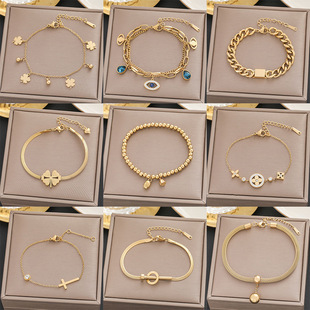 Bracelet stainless steel, fashionable accessory, universal jewelry, Japanese and Korean, does not fade
