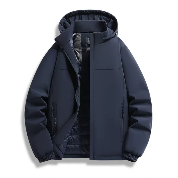 Autumn and winter men's thin cotton windbreaker jacket with detachable hood, windproof and waterproof, suitable for young and middle-aged sports enthusiasts, wholesale