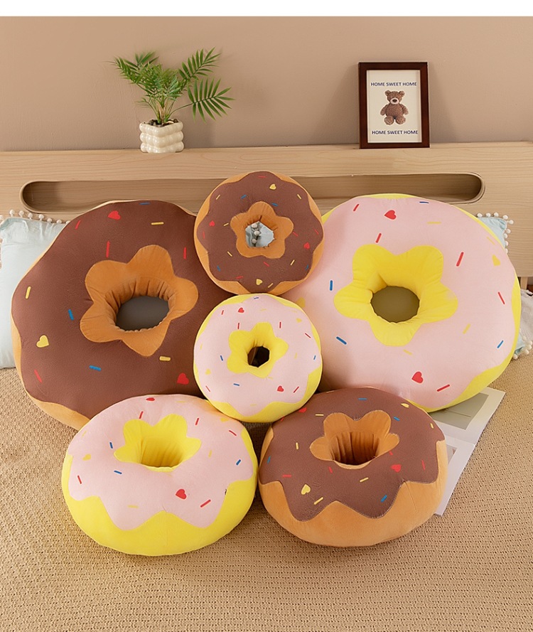 Cross-Border New Style Donut Pillow, Creative Simulation Donut, Girls' Sleeping Pillow, Bedside Decoration, Sofa Cushion