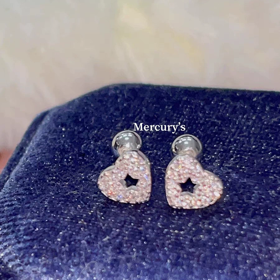 Mercurys полные бриллиантовые любовь полое звезда ушная косточка гвозь ниша дизайн ушной гвозь мини ушной гнездо гвозь пятиконечная звезда