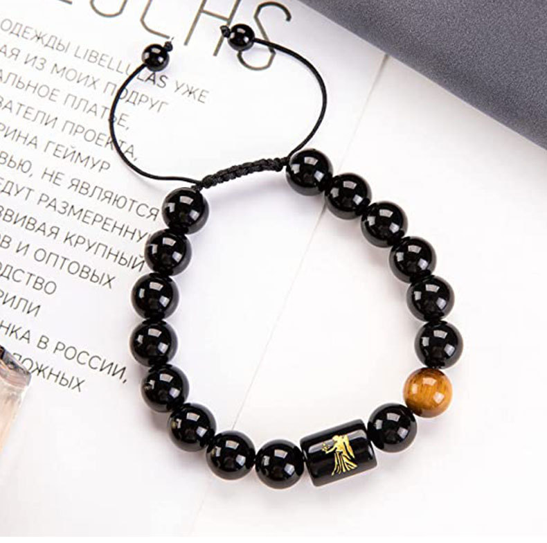 24g Weight Bracelets Classification Tiger Eye Chain Material Hip-hop Constellation Tiger Eye Obsidian Beaded Unisex Bracelets