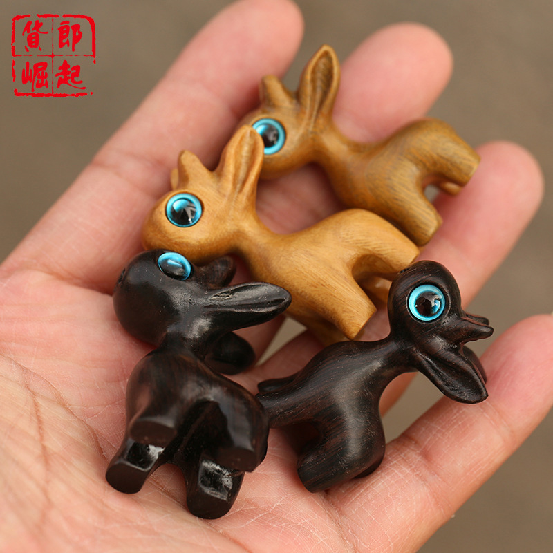 Big Deer Ebony Green sandalwood DIY accessories pendant keychain Jewelry Crafts Wenwan car hanging cute