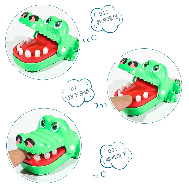 Cocodrilo pequeño muerde juguetes de dedo ballena juegos de extracción de dientes cocodrilo padres e hijos muerde juguetes de hechicería para niños al por mayor