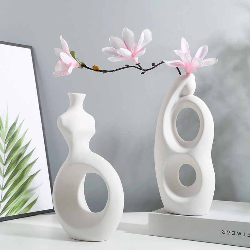 Jarrón de cerámica seca nórdica INS, creativo, para agua, decoración de oficina, sala de estar o comedor, para fotografía