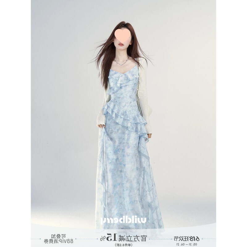 2026 Summer Tie-Dye Sheer Dress Three-Piece Set Artistic Retro Slim-Fit Long Dress Women's Clothing with High-Quality Texture 2026 Summer Tie-Dye Sheer Dress Three-Piece Set Artistic Retro Slim-Fit Long Dress Women's Clothing with High-Quality Texture