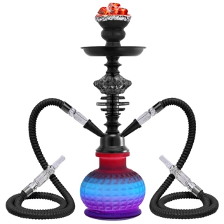 跨境热销款双管彩色水烟壶套装阿拉伯水烟HOOKAH全套配件shisha壶