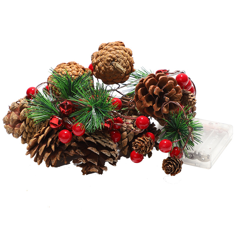 Nueva iluminación de Navidad LED cadena de lámparas de pino de Navidad campana pin cadena de lámparas de alambre de cobre decoración creativa decoración de luces de colores