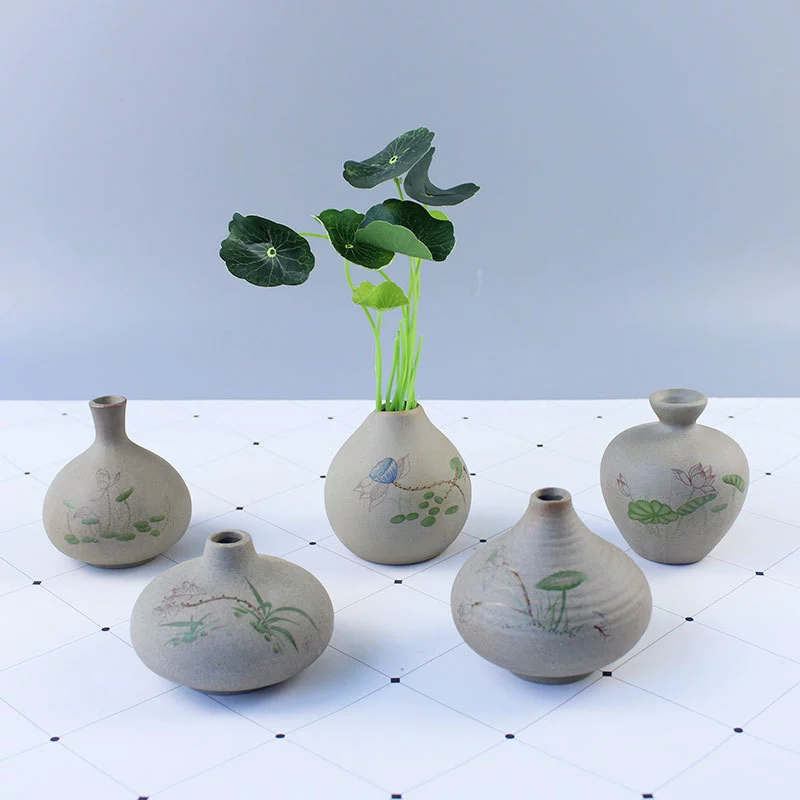 Керамогранит Ретро Маленькая ваза новый китайский гидропонный Зеленый завод домашняя керамическая ваза наклейки держатель для цветов офисное украшение цветочное устройство