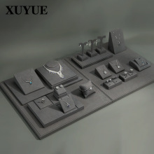 饰品道具展示架灰色珠宝展示道具组合超纤首饰架饰品展示套装现货