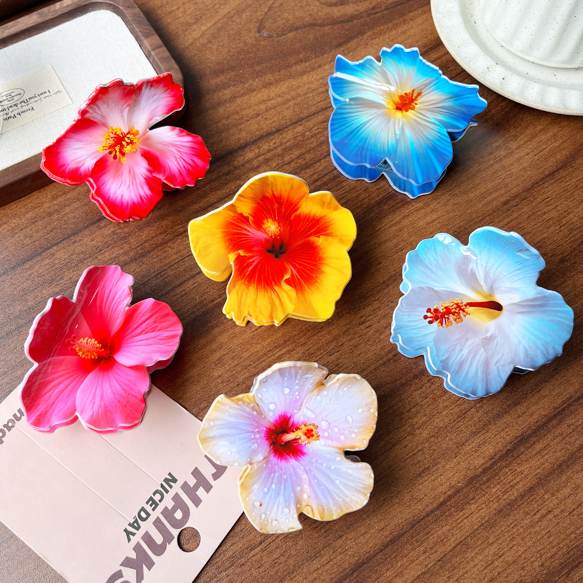 Ácido acético imitación de 10 cm nuevo imitación Fusarium flores clip de pelo vacaciones de turismo de playa fotos flores creativas DIY
