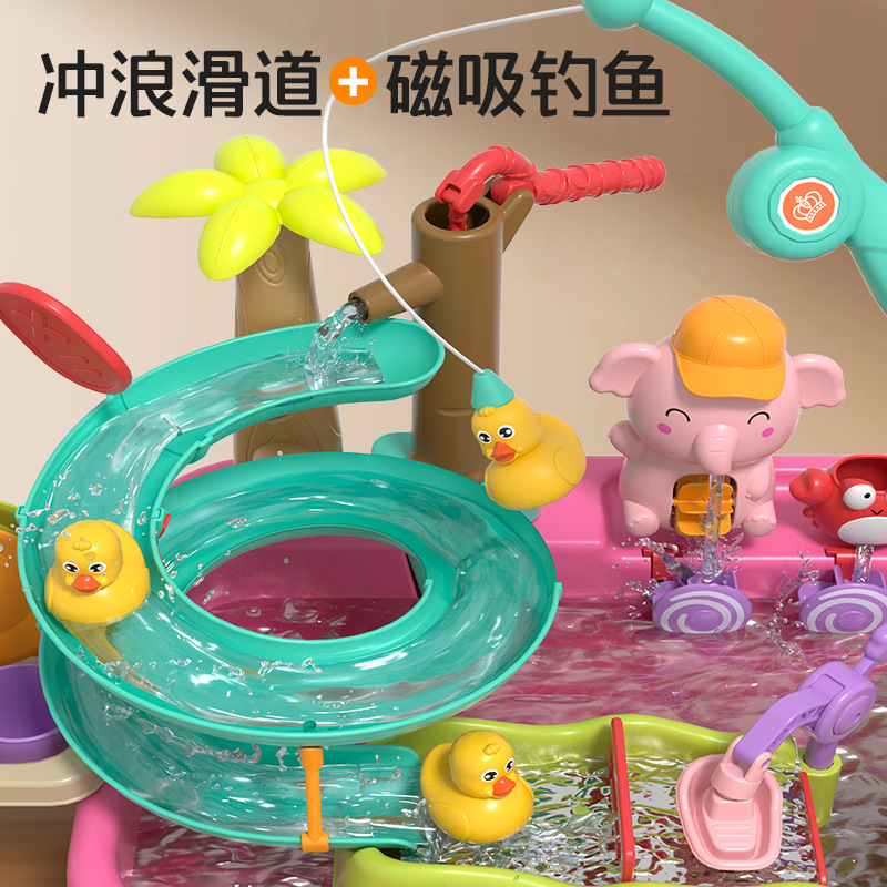 Amazonas juguetes de agua al aire libre para niños patos eléctricos mesa de agua para niños y niñas rociadores de agua parque acuático lavavajillas