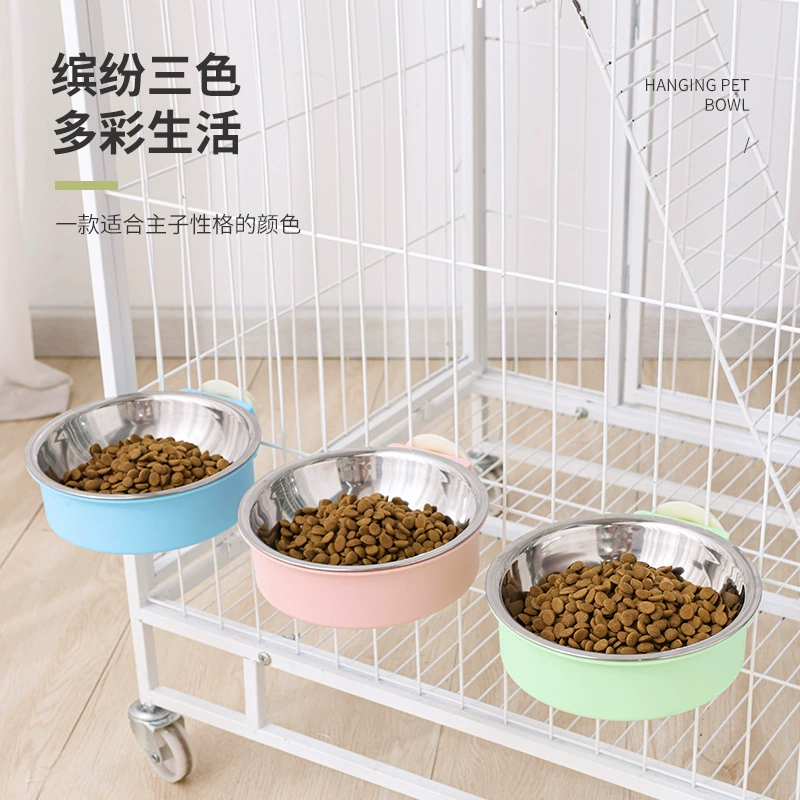 Подвесная миска для собак с одной чашей миска для собак миска для кошек миска из нержавеющей стали подвесная клетка миска для собак утолщенная фиксированные принадлежности оптом