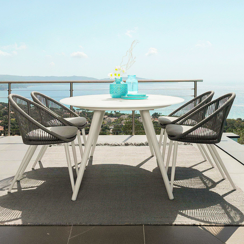 Mesa y silla de caña al aire libre combinación de aluminio al aire libre balcón patio muebles de ocio al aire libre impermeables