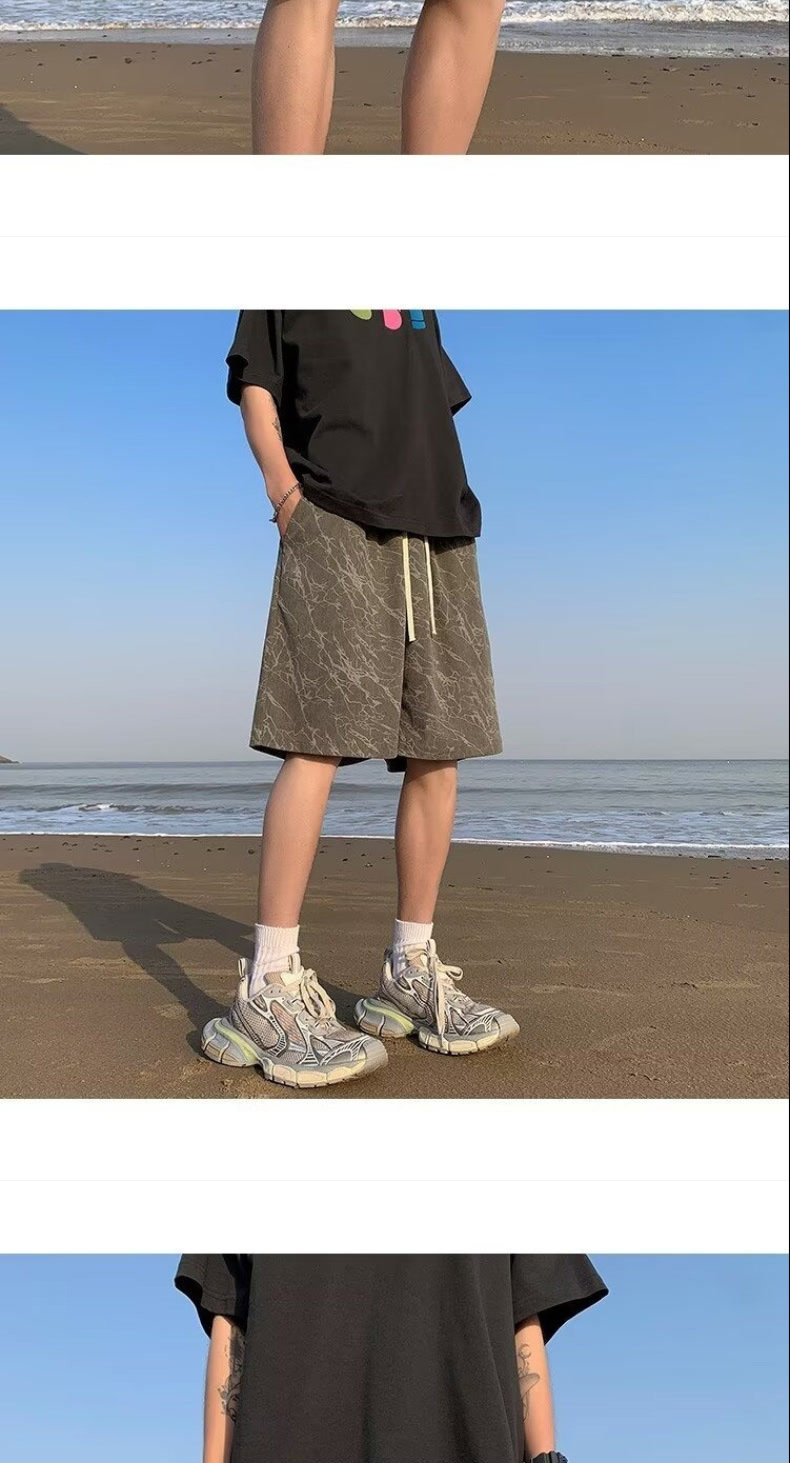 Men's Heavyweight Drape Casual Shorts Loose Fit Mid Waist Drawstring Summer Thin Plus Size Elegant Basic Trendy Brand_viptrois.com