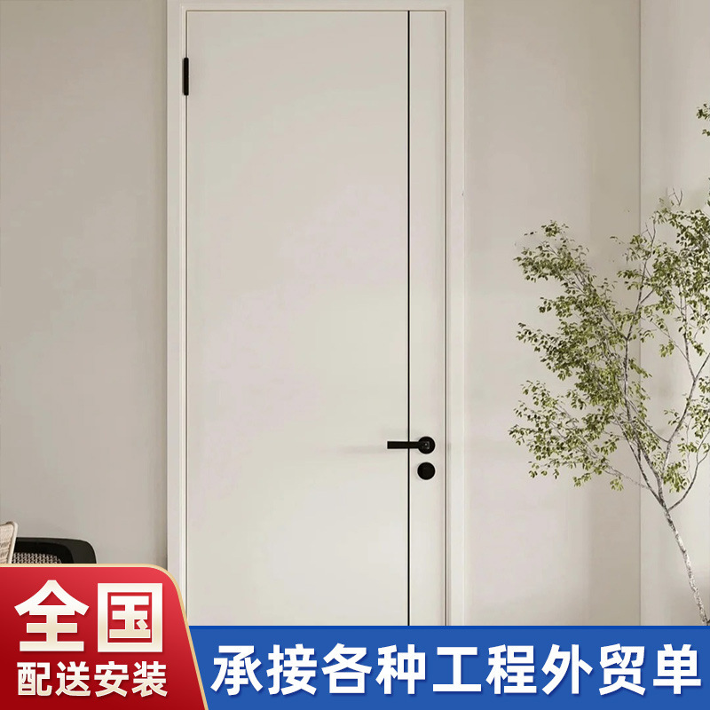 Solid Wood Door Composite Pvc Paint-Free Ecological Set Bedroom Engineering School Rental Room Window Cover Wooden Door