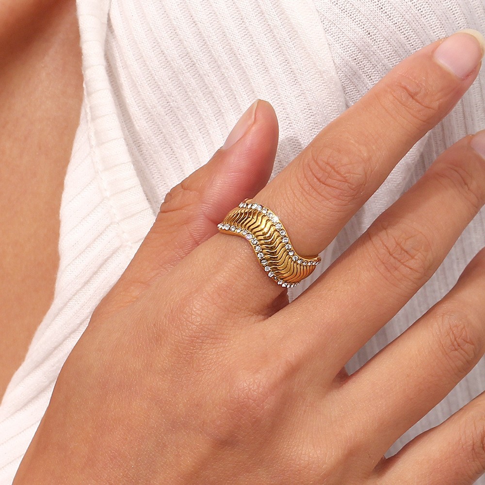 20g Weight PVD Coated Gold Plating Process Zircon Inlay Material Rings Classification 6, 7, 8 Ring Size 1 Piece Quantity Holiday, Daily Occasion 304 Stainless Steel Material Geometric Pattern Women's Gender Plating Design Lady Style Wholesale Jewelry Lady Geometric 304 Stainless Steel Zircon PVD Coated Plating Rings 11