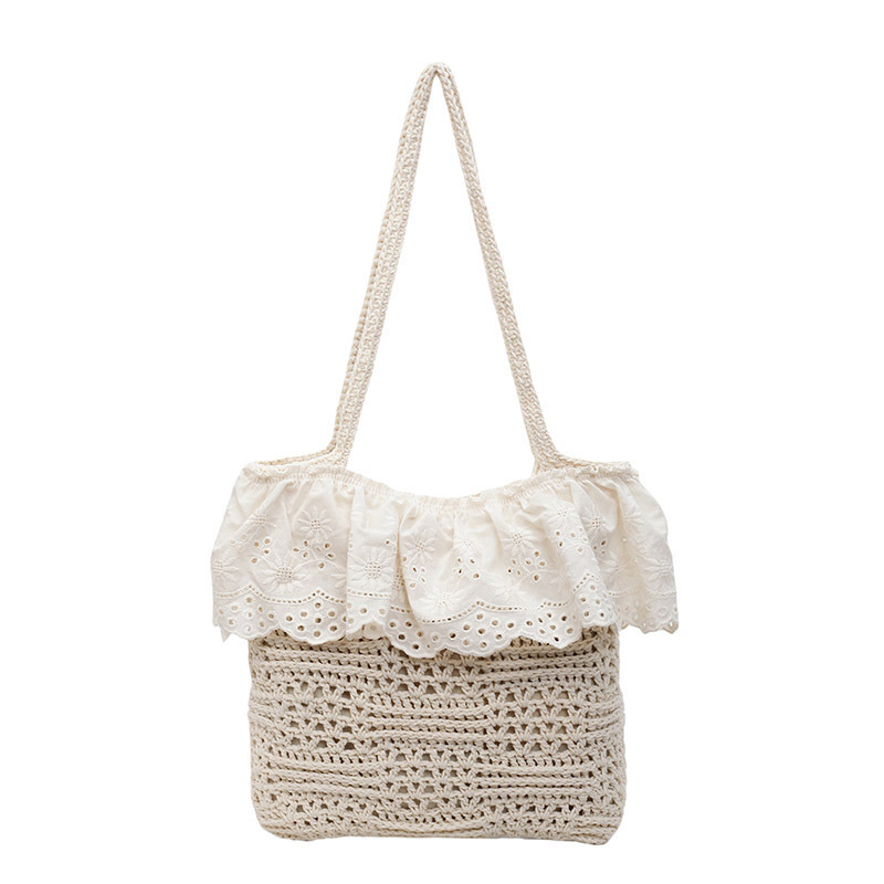 Versión coreana del bolso de nicho 2025 verano nuevo bolso femenino estilo pastoral bolso de punto bolso de hombro de encaje