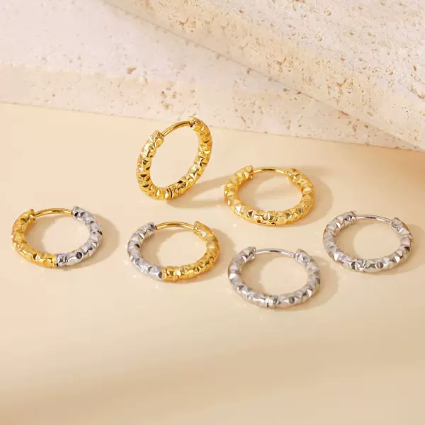 Starry Flower Earrings, Versatile High-End Stainless Steel Classic Hoop Earrings, Non-Fading Earrings, Ready-Made Wholesale
