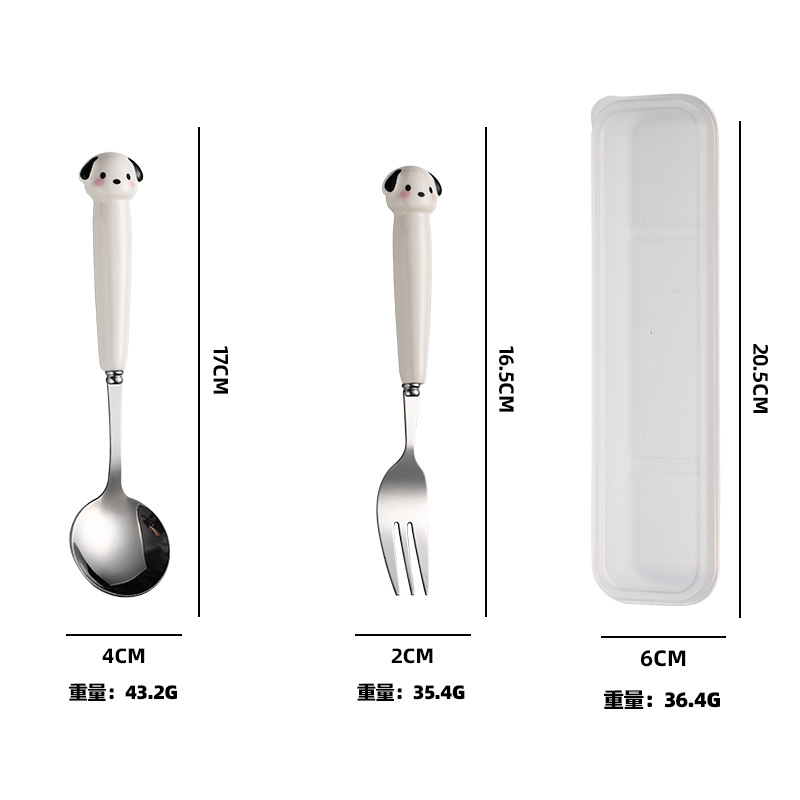 뚱뚱한 개 숟가락과 포크 세트