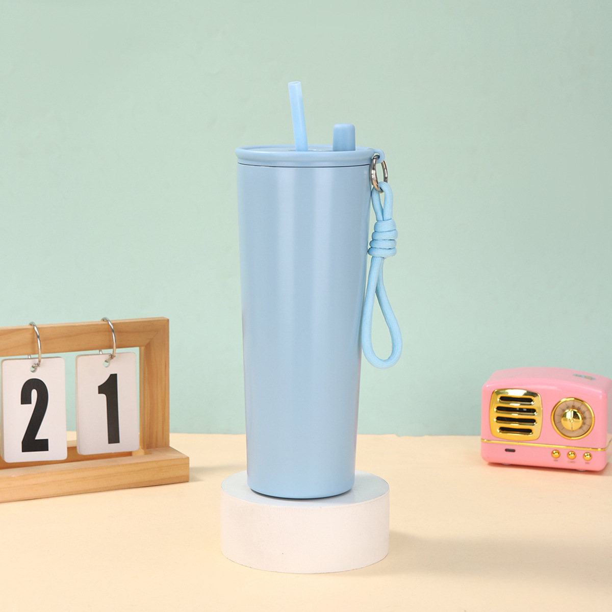 Taza de aislamiento de alto valor Taza de hielo de acero inoxidable 304 nuevo estilo Taza de agua portátil con pajita de 710ml image 9