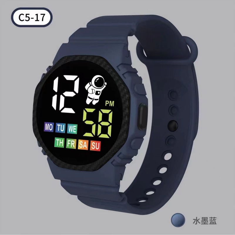 En stock nuevo C5-17 astronauta con semana ins Wind Net rojo de dibujos animados niños deportes LED reloj electrónico