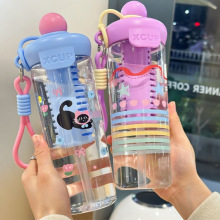 塑料水杯高颜值女生大容量便携吸管杯简约夏季户外耐高温花茶杯子