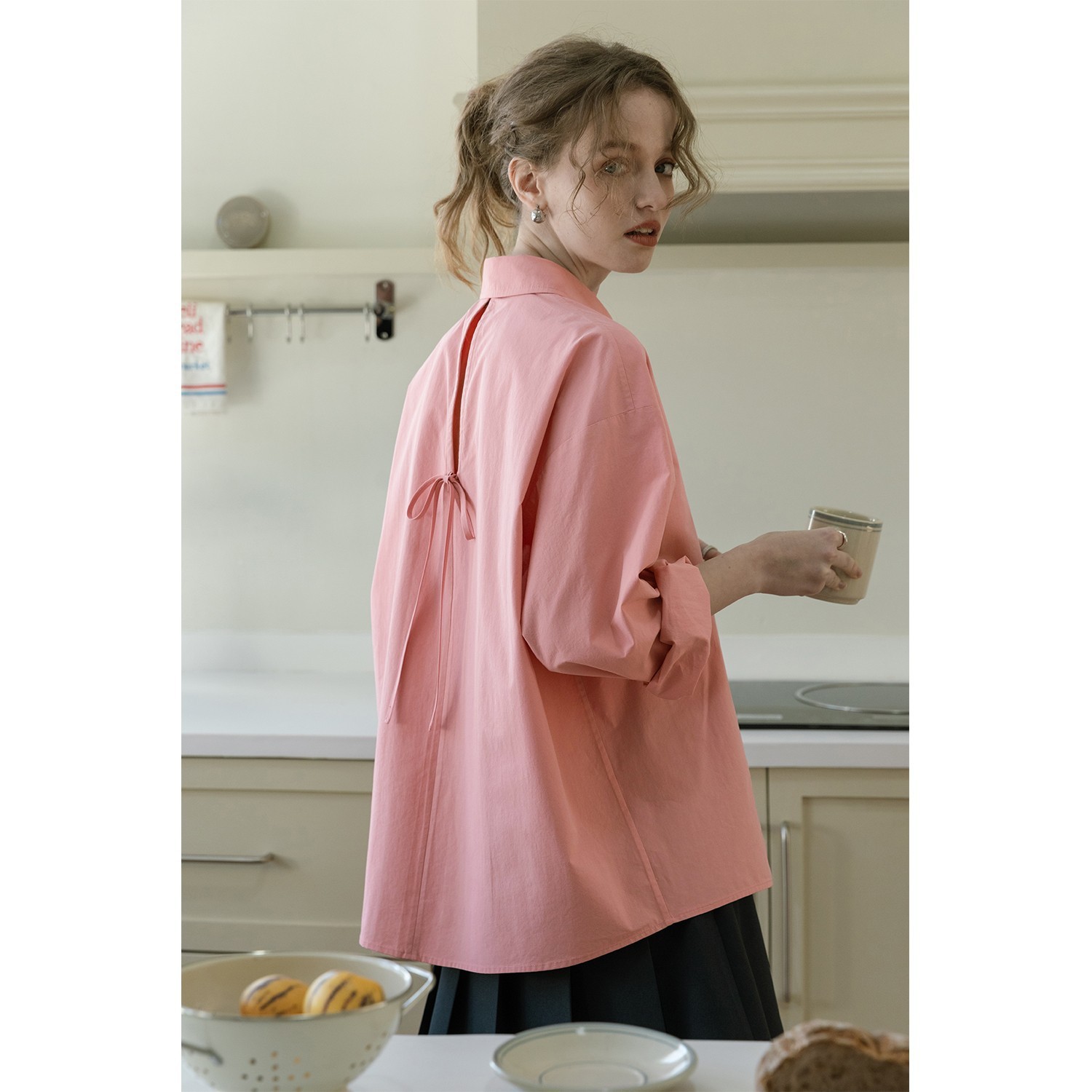 Autumn comfortable fuchsia long-sleeve