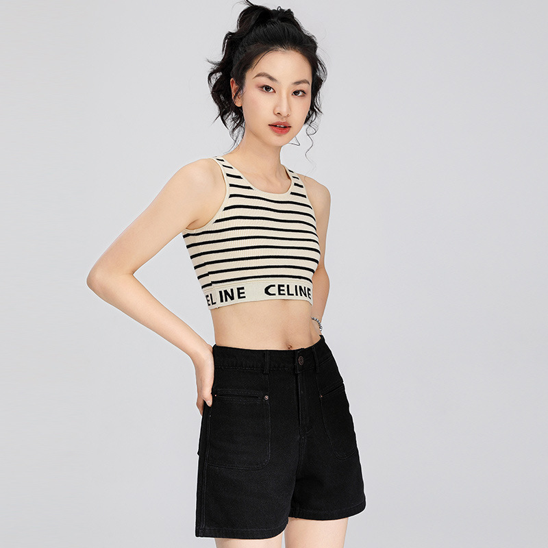 [와이드 레그 데님 쇼츠] 블랙