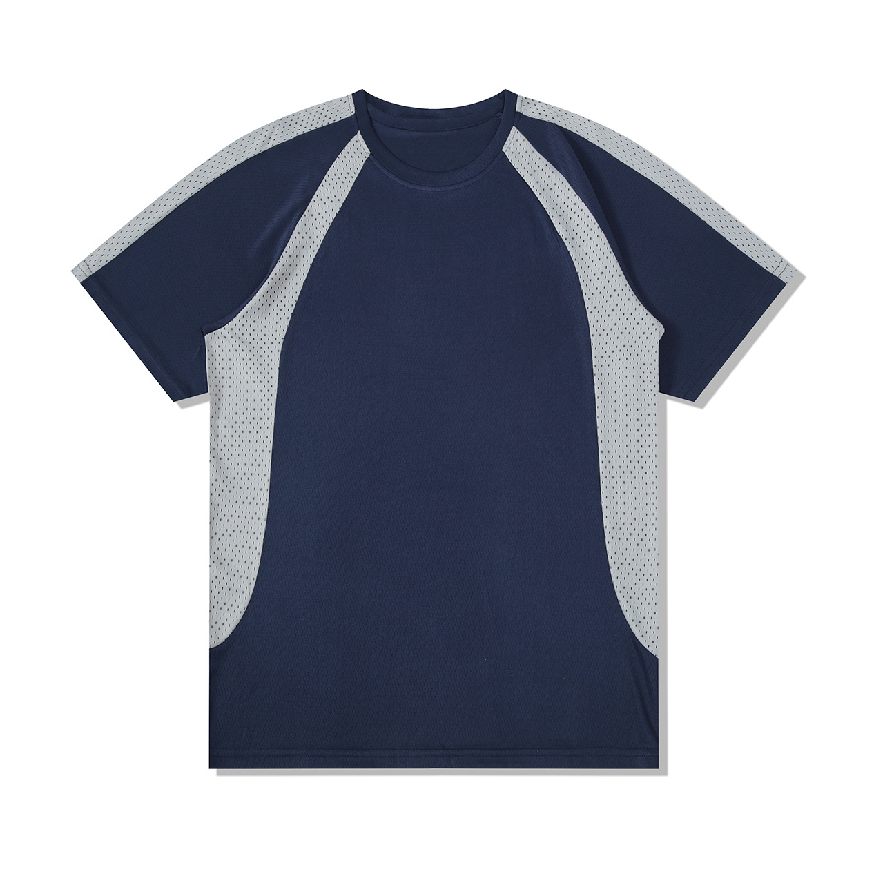 Hombre deportivo ocio mangas cortas T gran agujero de ventilación color combinado ropa de trabajo de secado rápido impresión logotipo camiseta ropa deportiva fitness