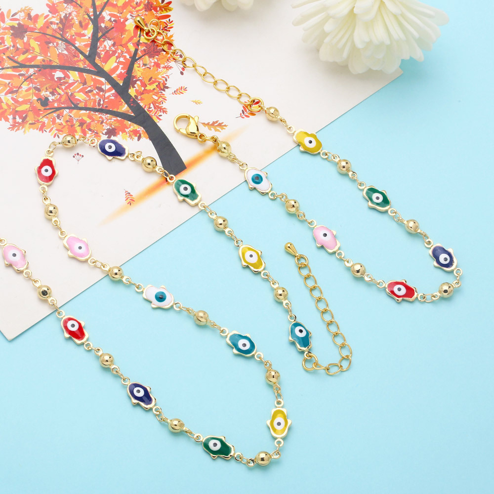 Retro Hand Of Fatima Copper Plating Bracelets Necklace