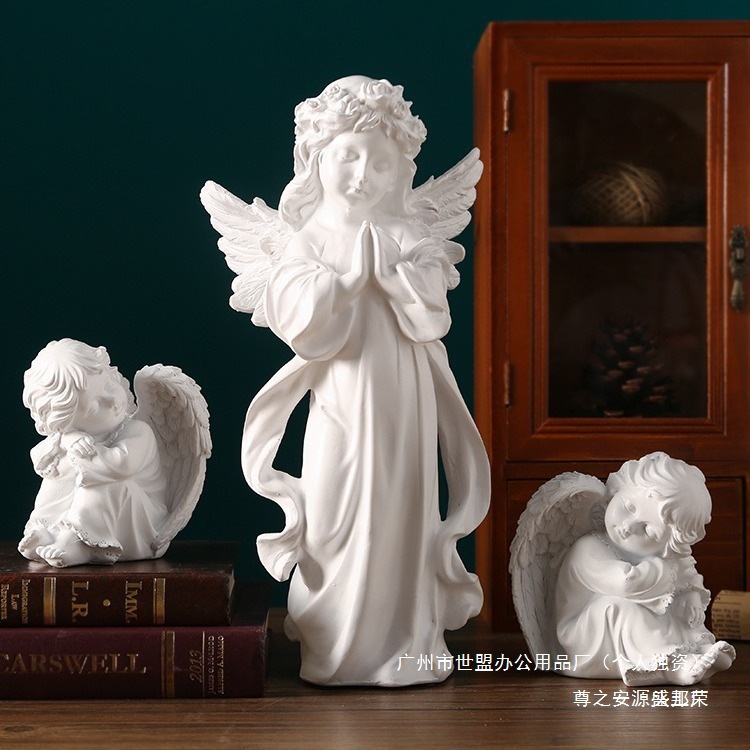 Emperatorio europeo retro Angel adornos estadounidenses resina yeso escultura Angel Girl decoración de mesa