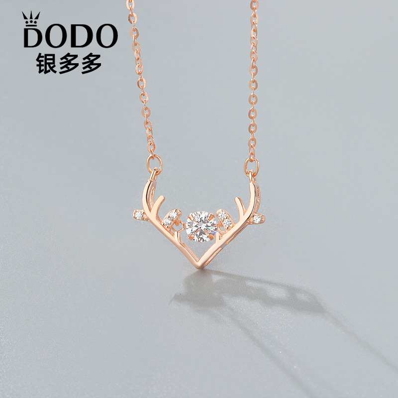 925 sterling silver necklace female antlers smart Korean silver pendant student Mori simple girlfriends hair