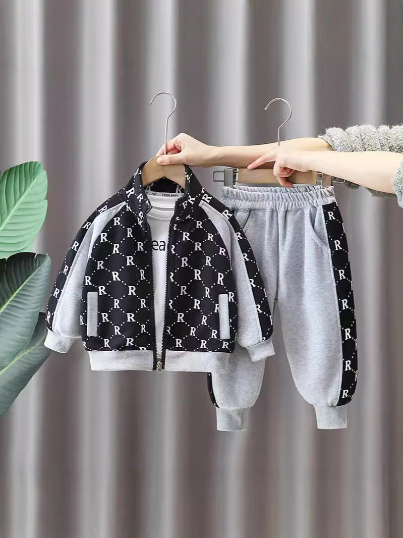 6156 traje deportivo para niños 2024 primavera y otoño nuevo estilo rufián guapo moda para bebés ropa de otoño marca de moda para niños de dos piezas image 2