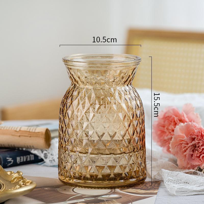 Vaso de vidrio retrógrado europeo en forma de jarro de doble oreja transparente hidropónico francés ramo de flores frescas secas adornos domésticos de gran calibre