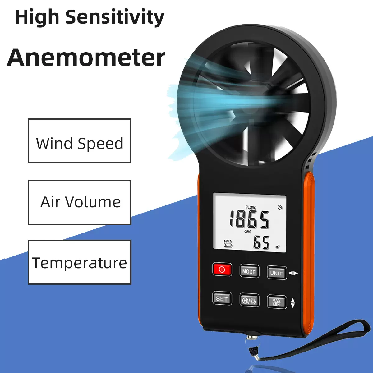 跨境风速仪风力测风计高精度风量测试仪检测仪器手持式风速测量
