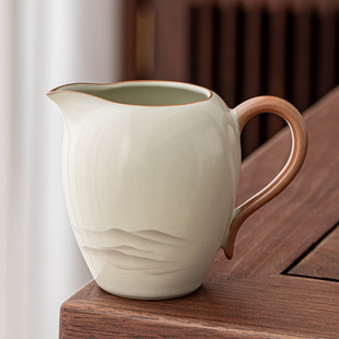Ink Far Mountain Ru Kiln Beauty Fairly Cup Handle Anti-scalding Single High-end Kung Fu Tea Set Tea Set Tea Set Tea Sea Average Cup