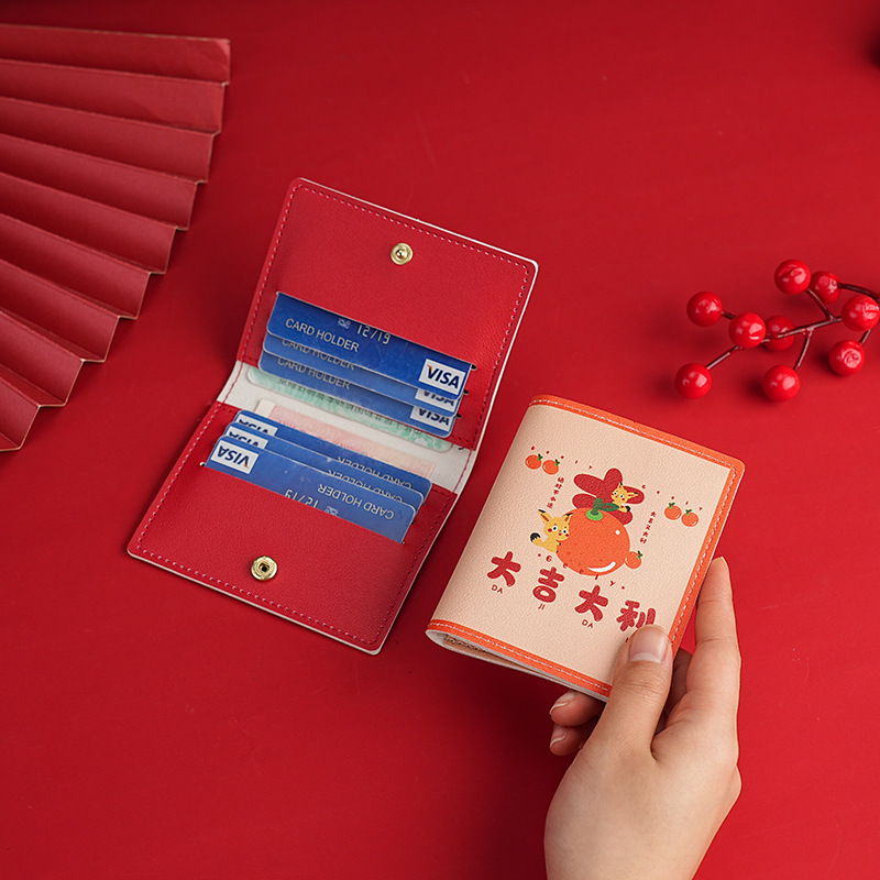 Guochao Gelli bolsa de tarjetas para mujeres multi-tarjeta adorable gran capacidad anti-damagnetismo personalidad pequeña tarjeta bancaria en línea