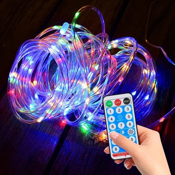 LED solar tube lamp outdoor waterproof Christmas holiday courtyard lighting decorative copper wire lamp rainbow tube wholesale
