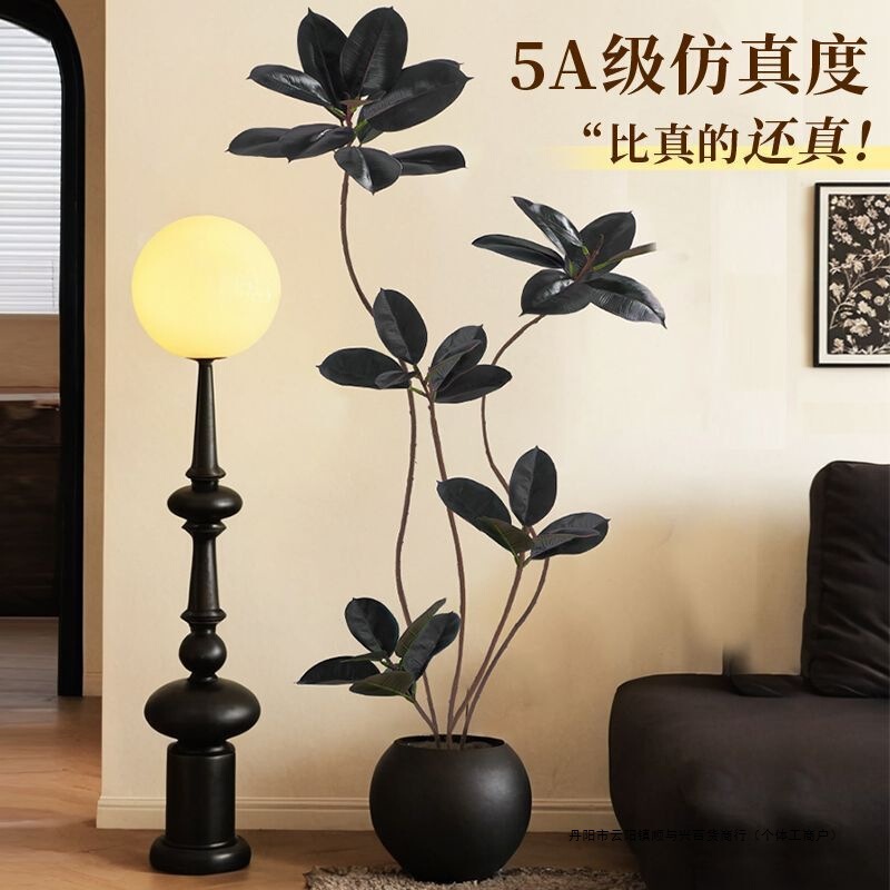 Linyabaya ゴールデン ゴムの木 インターネット セレブ 屋内床置き装飾品 リビングルーム 北欧 イン モダン 鉢植え ソフトデコレーション シルクフラワー|undefined