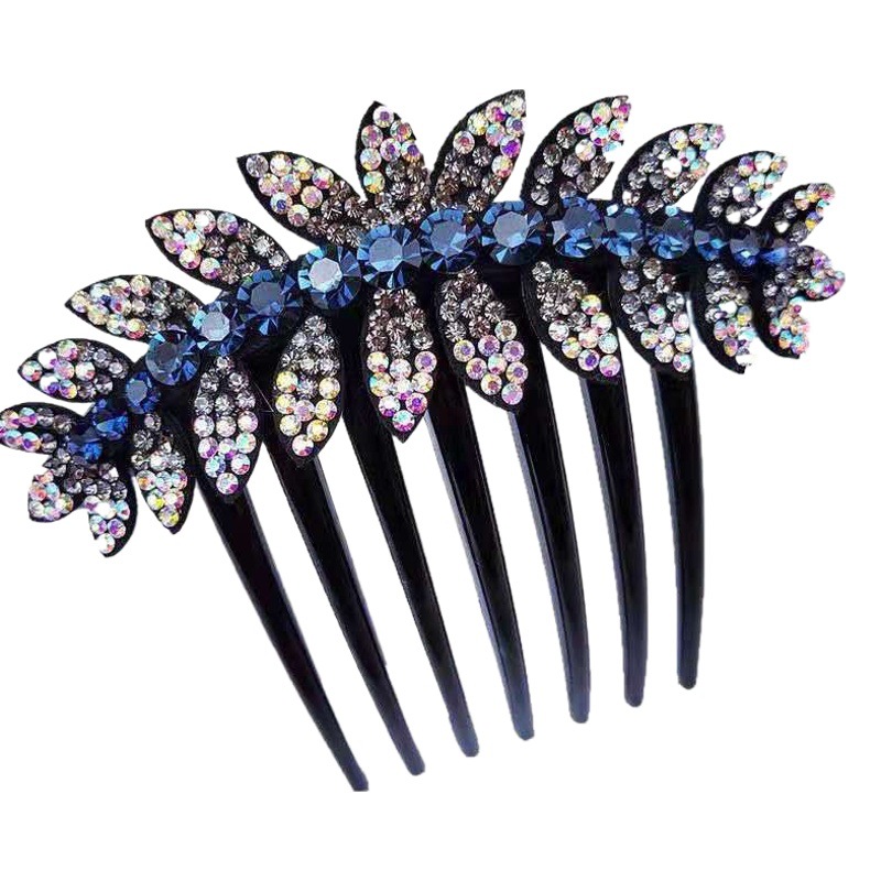 Estilo coreano simple peine del pelo peine insertar peine tocado horquilla oreja de trigo rhinestone bola cabeza updo pelo artefacto accesorios para el cabello peine de SIETE DIENTES